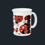 Pattern Of Ladybugs, Red Ladybugs, Your Name Beverage Pitcher<br><div class="desc">Cute,  fun and adorable ladybugs in red color. Modern and trendy gift,  perfect for the ladybug lover in your life. Personalize by adding your name,  nickname,  monogram or initials.</div>