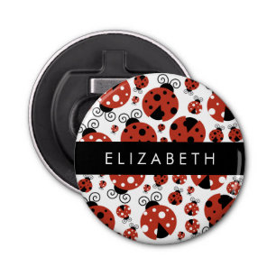 Pattern Of Ladybugs, Red Ladybugs, Your Name Bottle Opener