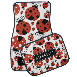 Pattern Of Ladybugs, Red Ladybugs, Your Name Car Floor Mat