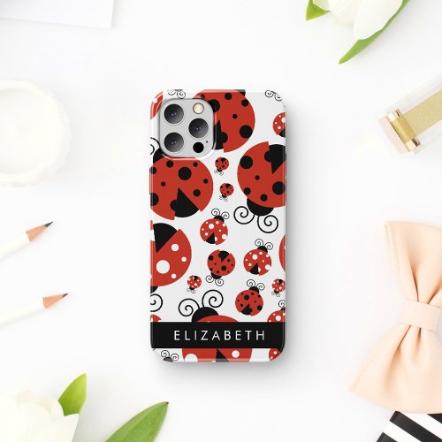 Pattern Of Ladybugs Red Ladybugs Your Name iPhone 12 Pro Case