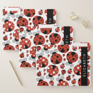 Pattern Of Ladybugs, Red Ladybugs, Your Name File Folder