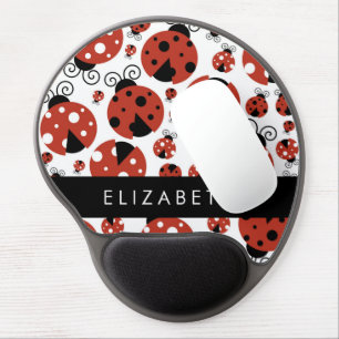 Pattern Of Ladybugs, Red Ladybugs, Your Name Gel Mouse Pad