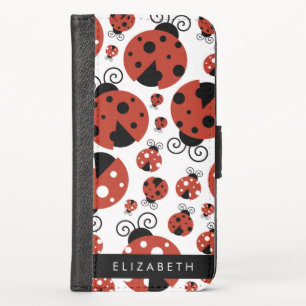 Pattern Of Ladybugs, Red Ladybugs, Your Name iPhone X Wallet Case