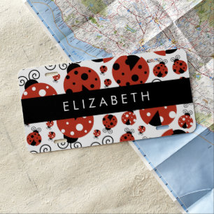 Pattern Of Ladybugs, Red Ladybugs, Your Name License Plate