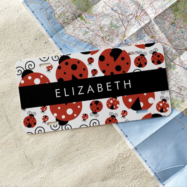 Pattern Of Ladybugs, Red Ladybugs, Your Name License Plate (In Situ)