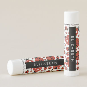 Pattern Of Ladybugs, Red Ladybugs, Your Name Lip Balm