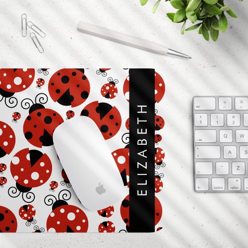 Pattern Of Ladybugs Red Ladybugs Your Name Mouse Pad