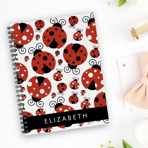 Pattern Of Ladybugs Red Ladybugs Your Name Notebook