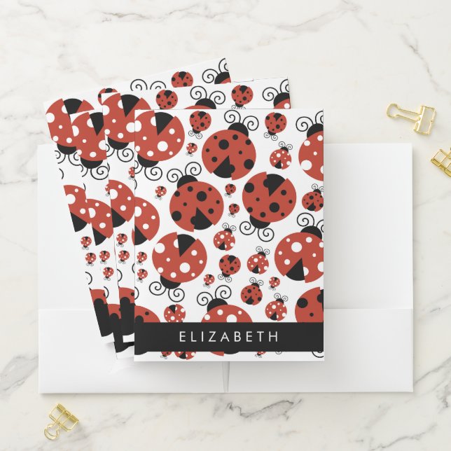 Pattern Of Ladybugs, Red Ladybugs, Your Name Pocket Folder (In Situ)