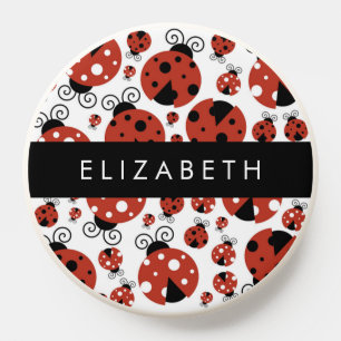 Pattern Of Ladybugs, Red Ladybugs, Your Name PopSocket