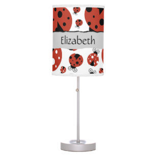 Pattern Of Ladybugs, Red Ladybugs, Your Name Table Lamp