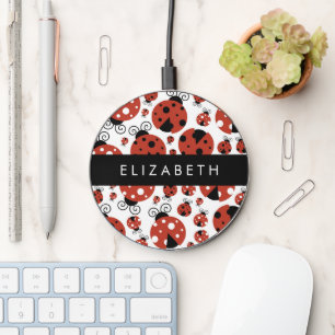 Pattern Of Ladybugs, Red Ladybugs, Your Name Wireless Charger