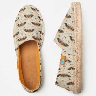 Pattern Of Large and Small Butterfly, Black Dots Espadrilles