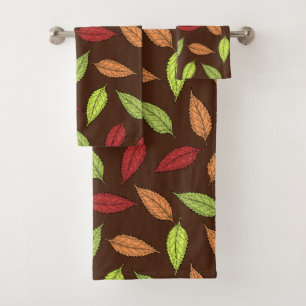 Pattern Of Leaves, Colorful Leaves, Autumn Leaves Bath Towel Set