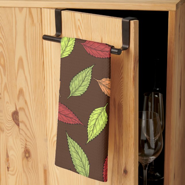 Pattern Of Leaves, Colorful Leaves, Autumn Leaves Kitchen Towel (Thirds Fold)