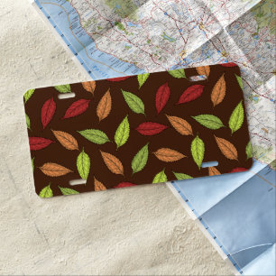 Pattern Of Leaves, Colorful Leaves, Autumn Leaves License Plate