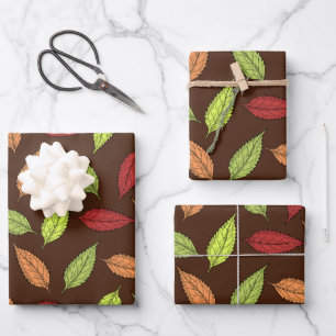 Pattern Of Leaves, Colorful Leaves, Autumn Leaves Wrapping Paper Sheets
