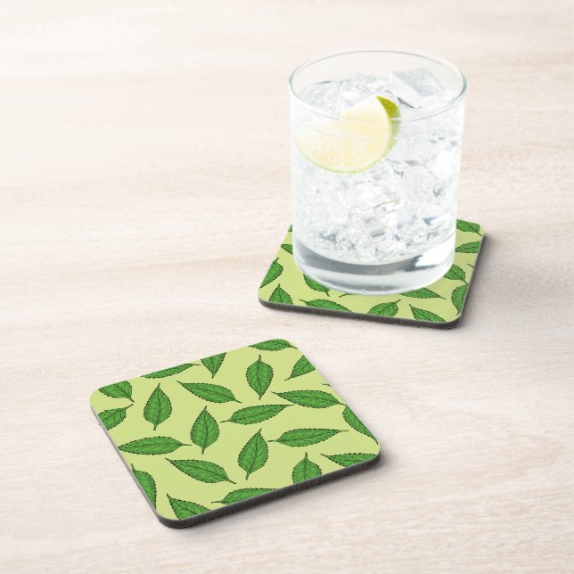Pattern Of Leaves, Leaf Pattern, Spring Leaves Beverage Coaster (Right Side)
