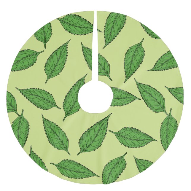 Pattern Of Leaves, Leaf Pattern, Spring Leaves Brushed Polyester Tree Skirt (Front)