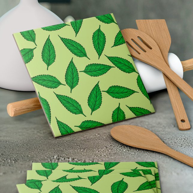 Pattern Of Leaves, Leaf Pattern, Spring Leaves Ceramic Tile (Creator Uploaded)