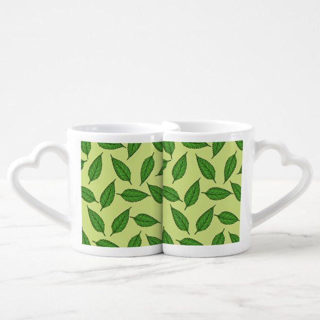 Pattern Of Leaves, Leaf Pattern, Spring Leaves Coffee Mug Set (Front Nesting)