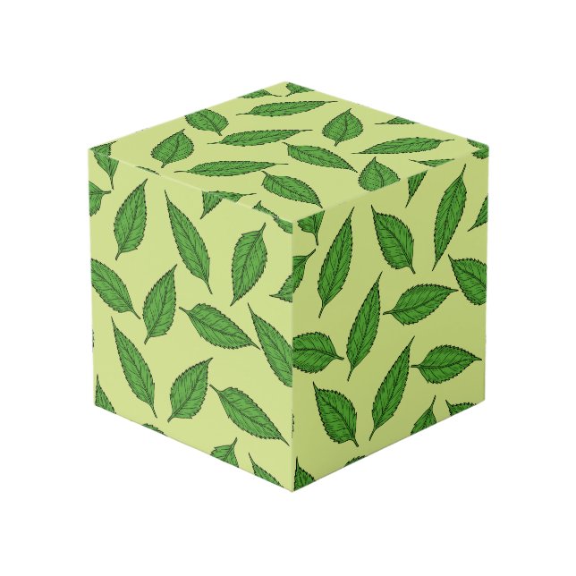 Pattern Of Leaves, Leaf Pattern, Spring Leaves Cube (Front Angled)