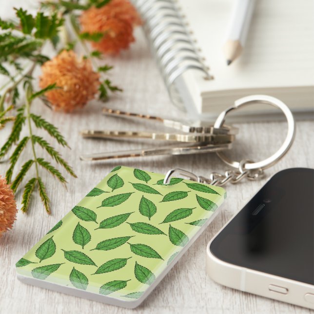 Pattern Of Leaves, Leaf Pattern, Spring Leaves Keychain (Front Right)