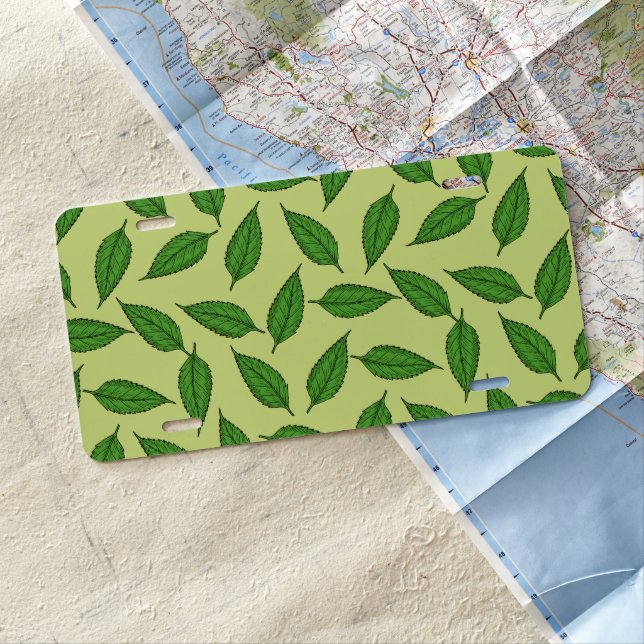 Pattern Of Leaves, Leaf Pattern, Spring Leaves License Plate (In Situ)