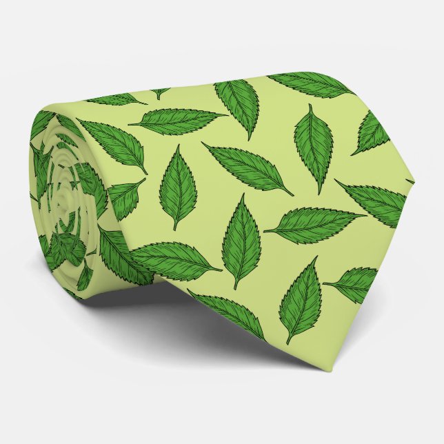 Pattern Of Leaves, Leaf Pattern, Spring Leaves Neck Tie (Rolled)