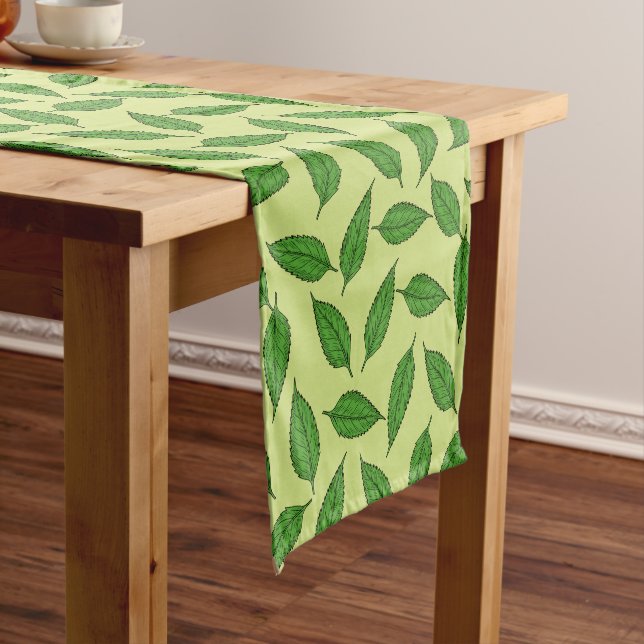 Pattern Of Leaves, Leaf Pattern, Spring Leaves Short Table Runner (In Situ)