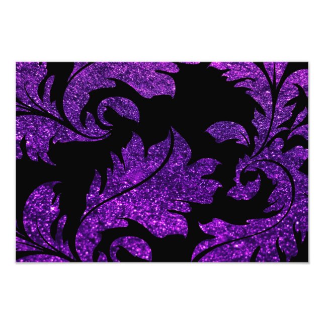 Pattern Of Leaves, Purple Leaves, Glitter Leaves Photo Print (Front)