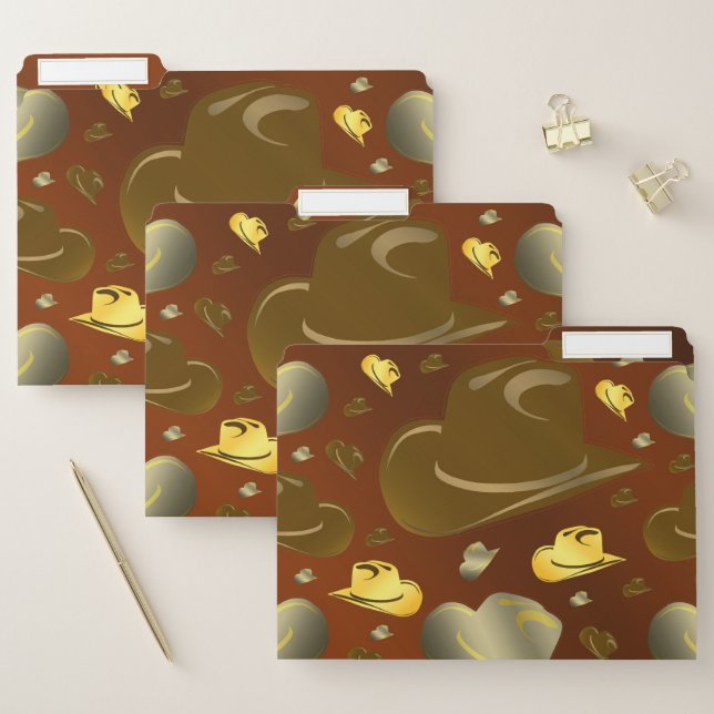 pattern of little cowboy hats in shades of brown file folder (Set)