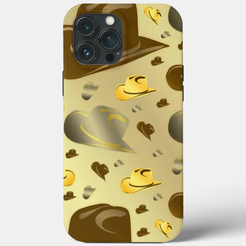 pattern of little cowboy in brown tones tissue pap iPhone 13 pro max case