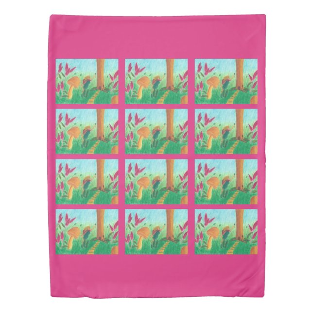 Pattern of Little Fairies in a Garden Duvet Covers (Front)