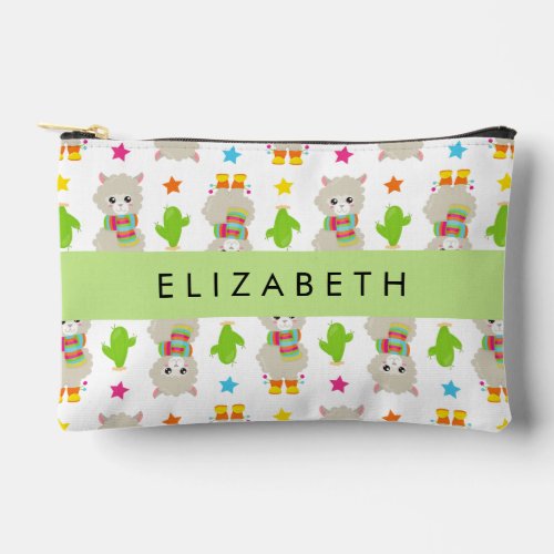Pattern Of Llamas Alpacas Cactus Your Name Accessory Pouch