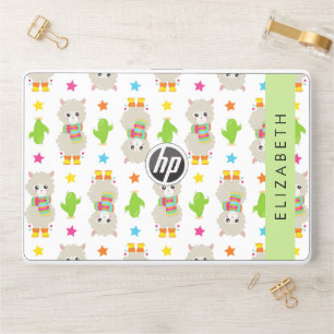 Pattern Of Llamas, Alpacas, Cactus, Your Name HP Laptop Skin