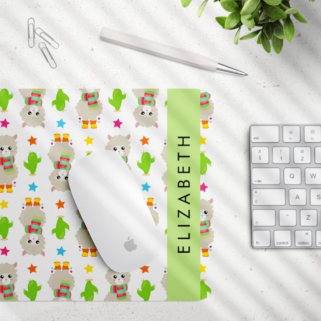 Pattern Of Llamas, Alpacas, Cactus, Your Name Mouse Pad (Creator Uploaded)