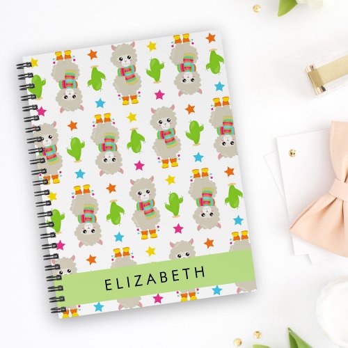 Pattern Of Llamas Alpacas Cactus Your Name Notebook