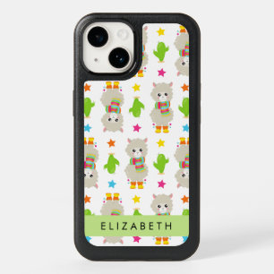 Pattern Of Llamas, Alpacas, Cactus, Your Name OtterBox iPhone 14 Case