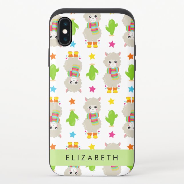 Pattern Of Llamas, Alpacas, Cactus, Your Name Uncommon iPhone Case (Back)
