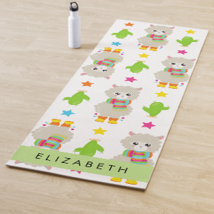 Pattern Of Llamas, Alpacas, Cactus, Your Name Yoga Mat