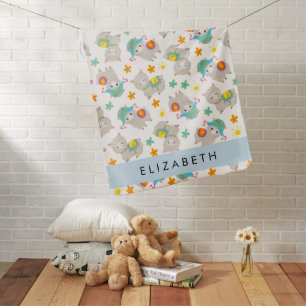 Pattern Of Llamas, Alpacas, Flowers, Your Name Baby Blanket