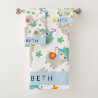 Pattern Of Llamas, Alpacas, Flowers, Your Name