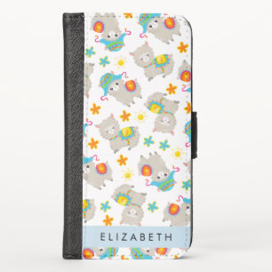 Pattern Of Llamas, Alpacas, Flowers, Your Name iPhone X Wallet Case