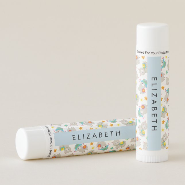 Pattern Of Llamas, Alpacas, Flowers, Your Name Lip Balm (Front)