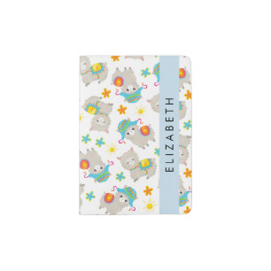 Pattern Of Llamas, Alpacas, Flowers, Your Name Passport Holder