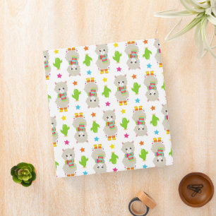Pattern Of Llamas, Cute Llamas, Alpacas, Cactus 3 Ring Binder