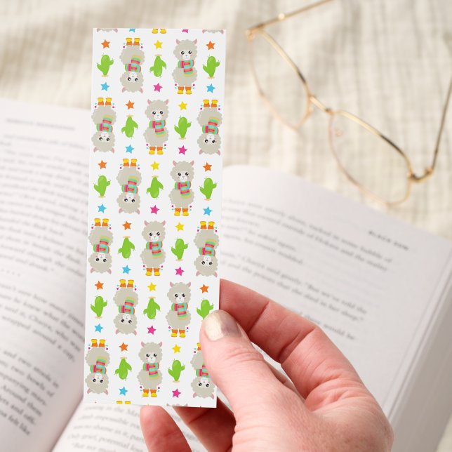 Pattern Of Llamas, Cute Llamas, Alpacas, Cactus Bookmarks (Hand)