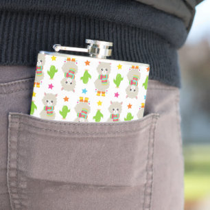 Pattern Of Llamas, Cute Llamas, Alpacas, Cactus Flask