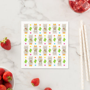 Pattern Of Llamas, Cute Llamas, Alpacas, Cactus Napkins